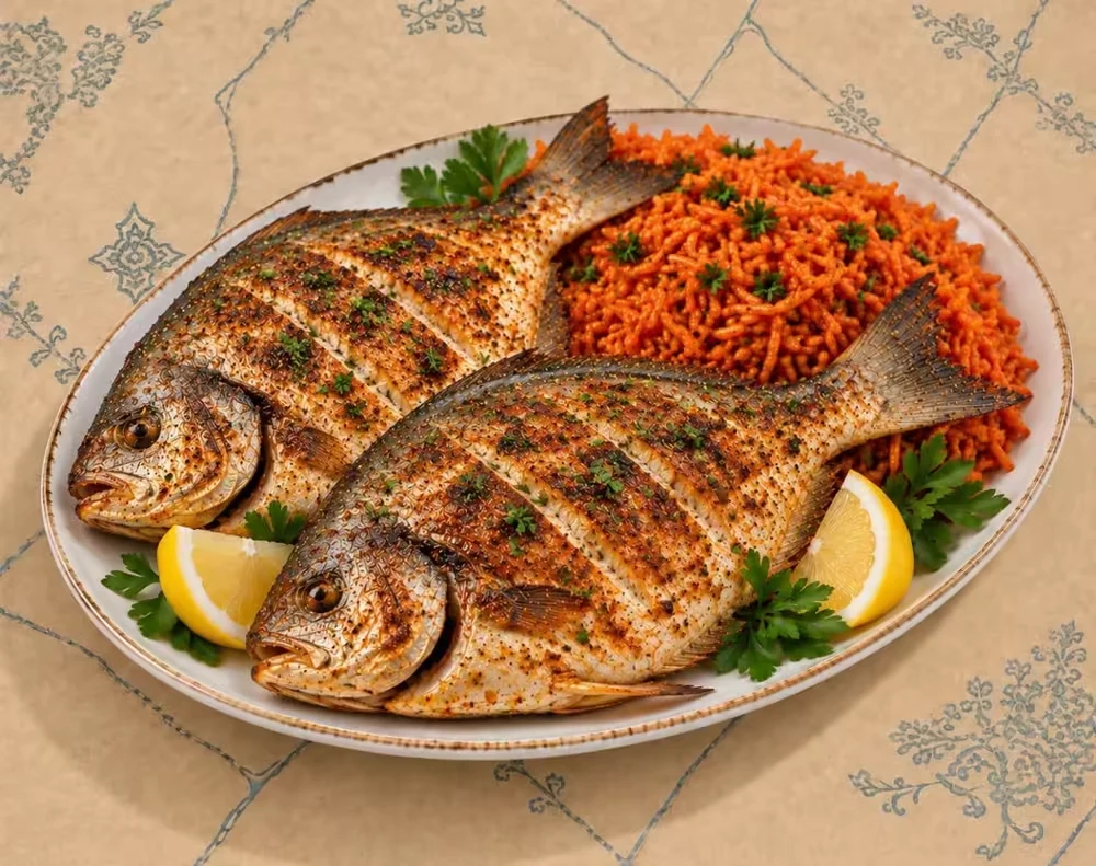 زبيدي مقلي مع البطاطا /او رز احمر — شناشيل